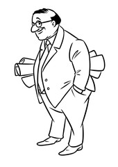 Professor man report character costume cartoon illustration isolated image