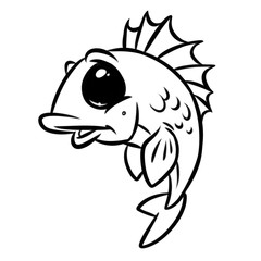 fish smile big eyes cartoon illustration isolated image coloring page