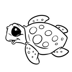 Turtle sea animal character coloring page cartoon illustration isolated image