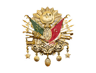 Ottoman Empire Emblem. Ottoman empire emblem drawn in the form of graffiti and oil paint on white background.