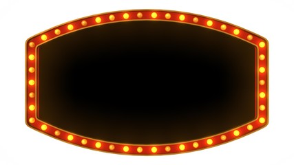 Red marquee light board sign retro on white background. 3d rendering