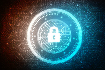 2d illustration Safety concept: Closed Padlock on digital background