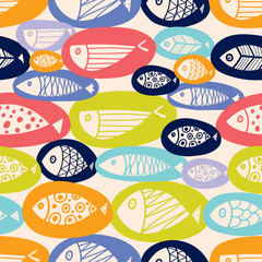Cute fish. Seamless pattern. Can be used in textile industry, paper, background.