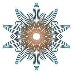 Mandala Pattern. Traditional Indian Mandala. Orient Tribal Circle Sign Illustration. Vector Illustration. Brown green pastel color