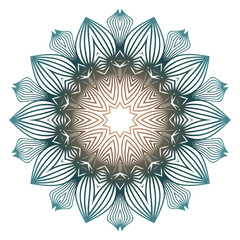 Indian Floral Mandala Pattern.Vector Henna Tattoo Style. Can Be Used For Textile, Greeting Card, Coloring Book, Phone Case Print. Beige pastel color