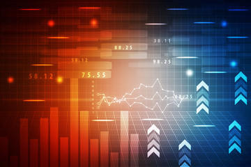 2d rendering Stock market online business concept. business Graph 