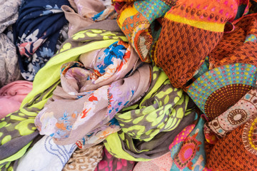 Colorful woman clothes close-up.