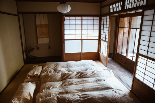 Traditional Japanese home in morning light