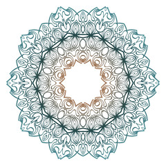 Floral Color Mandala. Arabic, Indian, Motifs. Vector Illustration. Brown pastel blue color