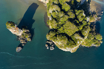 View from above, stunning aerial view of the Ao Nang Tower, one of Krabi's most famous rock formation. Ao Nang, Krabi, Thailand.