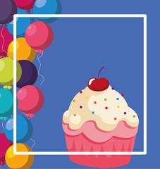 sweet cupcake birthday with balloons helium frame