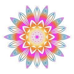 Floral Color Mandala. Arabic, Indian, Motifs. Vector Illustration. Rainbow color