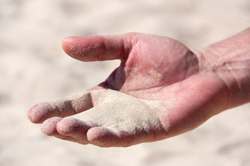 a handful of sand in the human palm