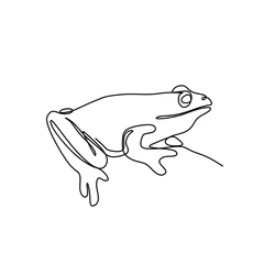 Foto op Canvas Frog one line art drawing vector illustration minimalist design © ngupakarti