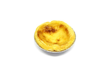 egg custard tart on white background