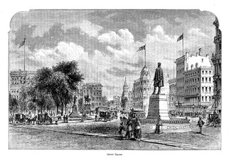New York city. Engraving illustration