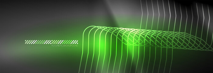 Glowing neon abstract lines, techno futuristic template