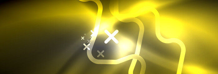 Glowing neon abstract lines, techno futuristic template