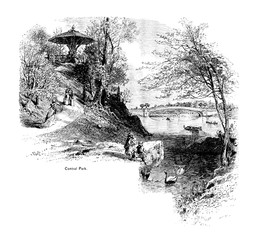 Fototapeta premium New York city. Engraving illustration