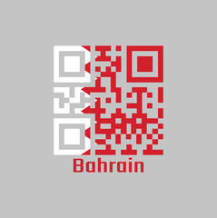 QR code set the color of Bahrain flag, a white field on the hoist side separated from a larger red field on the fly by five white triangles in the form of a zigzag pattern.