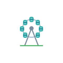 Travel, attraction flat icon, vector sign, Ferris wheel colorful pictogram isolated on white. Symbol, logo illustration. Flat style design