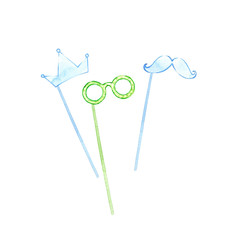 sen of hand drawn watercolor props for photos © 4uda4ka