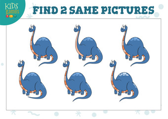 Fototapeta premium Find two same pictures kids game vector illustration