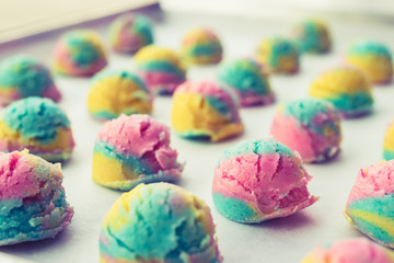 Homemade rainbow or pastel cookie.