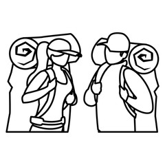 adventurous couple with travelbag