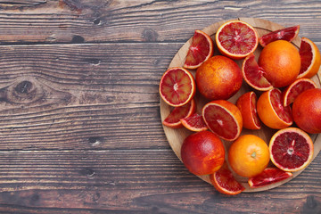 Red oranges with copy space background