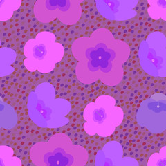 Fototapeta na wymiar pattern with pink flowers and circles on pink