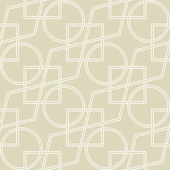 White print on olive green background. Seamless geometric pattern