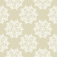 Floral seamless background. White design on olive green
