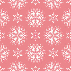 Naklejka na ściany i meble Floral seamless pattern. White and pink background