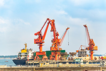 Fototapeta na wymiar Wharf and shipyard in Zhanjiang Bay