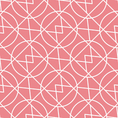  Geometric print. White pattern on bright pink seamless background