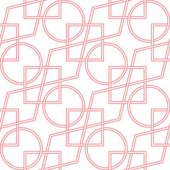  Geometric seamless pattern. Mixed shape pink ornament on white background