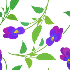 pattern with Pansy flowers and multicolor circles.