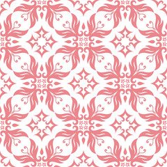 Fototapeta na wymiar Floral seamless pattern. Pink flowers on white background
