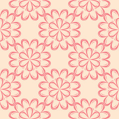 Pink and beige floral seamless pattern. Colored background