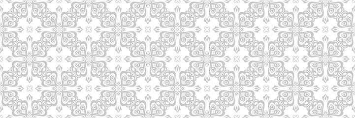 Seamless pattern with flowers. Gray on white background