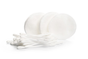 Cotton swabs and sticks isolated on white