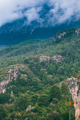 Highline in the mountains.