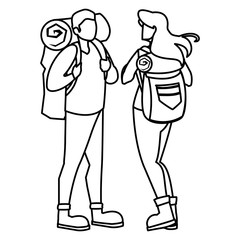 adventurous couple with travelbag