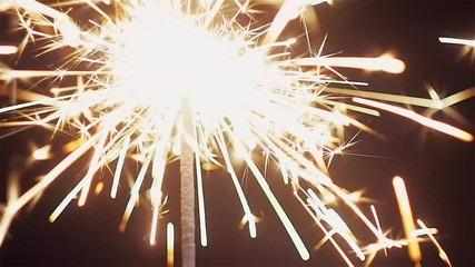 Bengal fire on black background. Holiday lights and fireworks