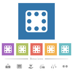 Domino eight flat white icons in square backgrounds