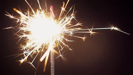 Bengal fire on black background. Holiday lights and fireworks