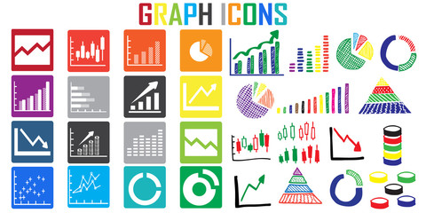 Graph data presentation infographic web icon vector.