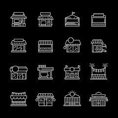 Commerce store front outline vector icon flat