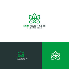 Eco Cannabis logo template, Marijuana icoon, Natre leaf vector illustration